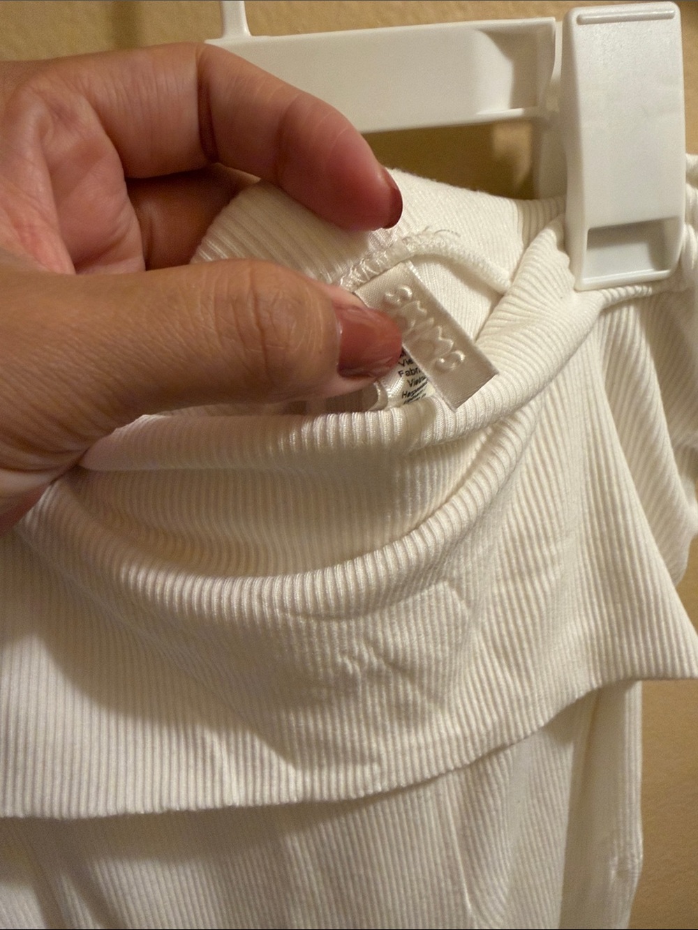 Skims Cream Ribbed Fold-Over Waist Pants - Picture 4 of 6